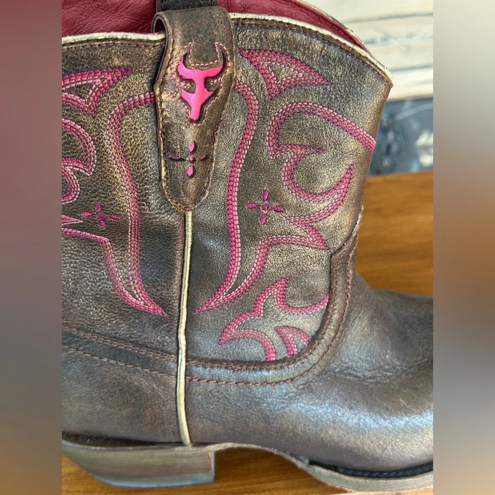 Trask Brown and Pink Ankle Boots FINAL PRICE CUT - Picture 7 of 10
